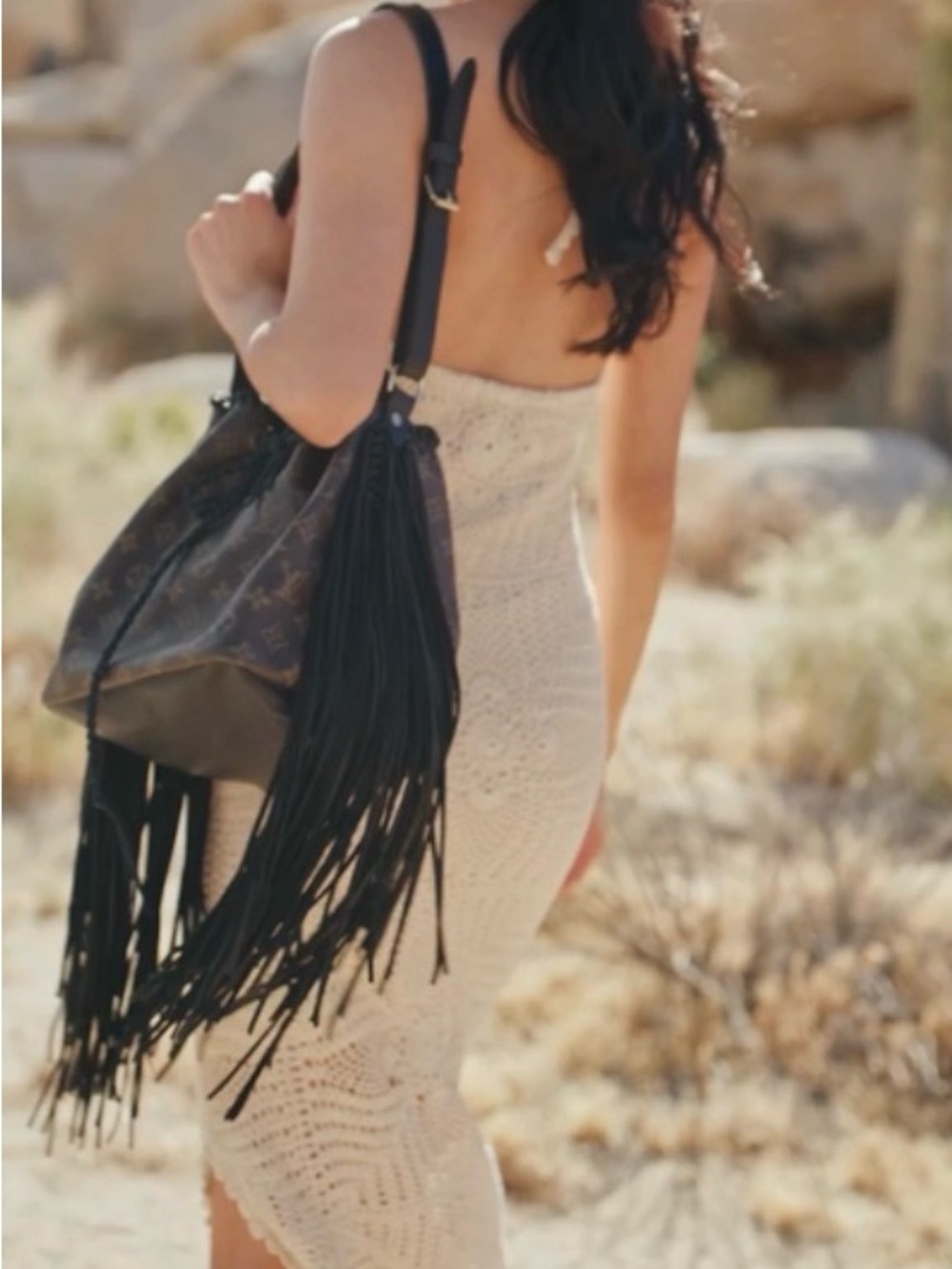 Monogram Drawstring Bucket Bag in Brown and Black with Original Dustbag - Picture 15 of 16